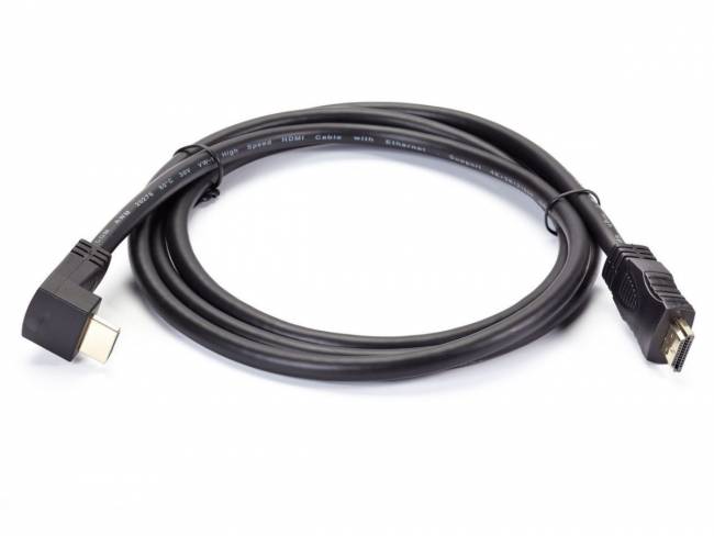 Кабель HDMI<=>HDMI-угловой коннектор 90град 1.8м, 2.0V VCOM <CG523-1.8M> VCOM HDMI (m) - HDMI (m) 1.8м — для бизнеса и офиса