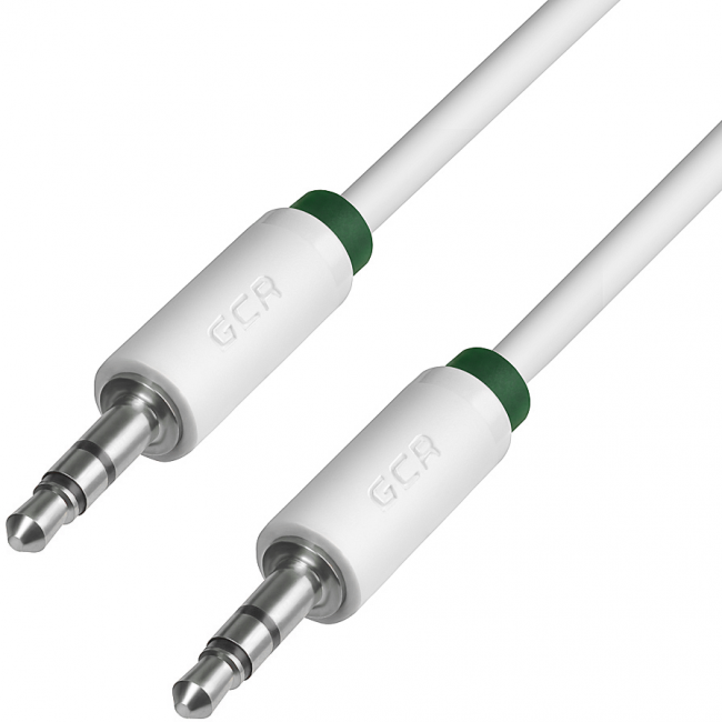 Greenconnect Кабель аудио 0.5m jack 3,5mm/jack 3,5mm белый, зеленая окантовка, ультрагибкий, 28 AWG, M/M, Premium GCR-AVC1662-0.5m, экран, стерео Greenconnect 0.5m jack 3.5mm/jack 3.5mm белый — для бизнеса и офиса