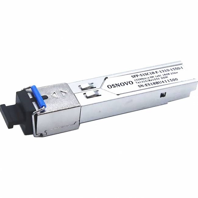 Трансивер OSNOVO SFP-S1SC18-F-1310-1550-I — для бизнеса и офиса Трансивер OSNOVO SFP-S1SC18-F-1310-1550-I — для бизнеса и офиса