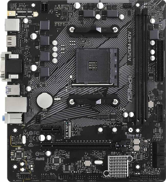 Материнская плата ASRock A520M-HDV — для бизнеса и офиса Материнская плата ASRock A520M-HDV — для бизнеса и офиса