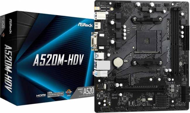 Материнская плата ASRock A520M-HDV — для бизнеса и офиса Материнская плата ASRock A520M-HDV — для бизнеса и офиса