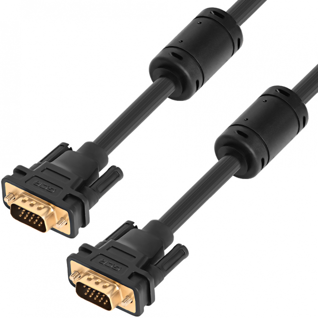Greenconnect Кабель SVGA 10.0м чёрный, позолоченные контакты, ферритовые кольца, OD8.0mm. 15M / 15M Premium GCR-VM2VM2-10.0m, 28/28 AWG, двойной экран Greenconnect VGA (m) - VGA (m) 10м — для бизнеса и офиса Greenconnect Кабель SVGA 10.0м чёрный, позолоченные контакты, ферритовые кольца, OD8.0mm. 15M / 15M Premium GCR-VM2VM2-10.0m, 28/28 AWG, двойной экран Greenconnect VGA (m) - VGA (m) 10м — для бизнеса и офиса