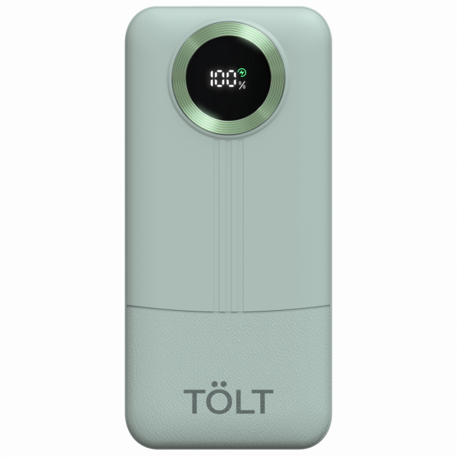 Портативный аккумулятор TOLT Lit KP128 Green, 10000mAh, 22,5W, fast charging and PD, green, CCC TÖLT KP128 Green — для бизнеса и офиса Портативный аккумулятор TOLT Lit KP128 Green, 10000mAh, 22,5W, fast charging and PD, green, CCC TÖLT KP128 Green — для бизнеса и офиса