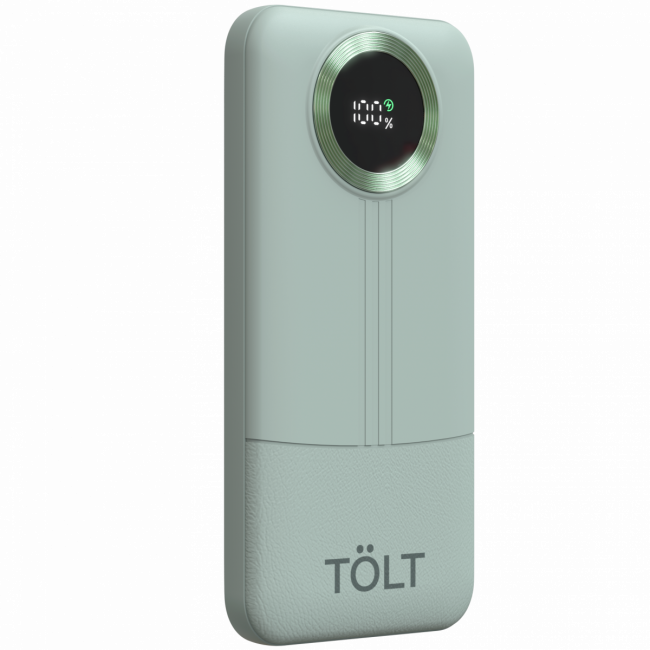 Портативный аккумулятор TOLT Lit KP128 Green, 10000mAh, 22,5W, fast charging and PD, green, CCC TÖLT KP128 Green — для бизнеса и офиса Портативный аккумулятор TOLT Lit KP128 Green, 10000mAh, 22,5W, fast charging and PD, green, CCC TÖLT KP128 Green — для бизнеса и офиса