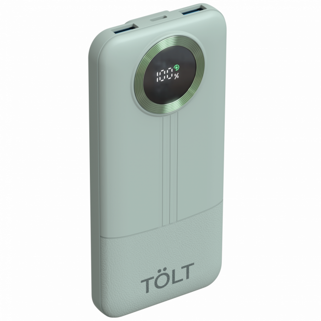Портативный аккумулятор TOLT Lit KP128 Green, 10000mAh, 22,5W, fast charging and PD, green, CCC TÖLT KP128 Green — для бизнеса и офиса Портативный аккумулятор TOLT Lit KP128 Green, 10000mAh, 22,5W, fast charging and PD, green, CCC TÖLT KP128 Green — для бизнеса и офиса