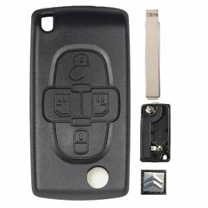 Корпус выкидного ключа CITROEN 4 кнопки CIT-1P VA2, бат.на корпусе, с лого