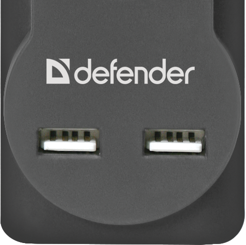 Сетевой фильтр Defender DFS 753 3,0 м, 5 розеток, 2xUSB, 2.1A Defender DFS 753 (3 м, 5 розеток) — для бизнеса и офиса