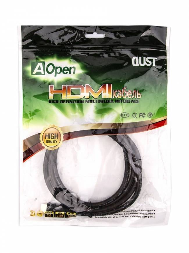 Кабель HDMI 19M/M ver 2.0, 1.5М  Aopen/Qust <ACG517-1.5M> VCOM HDMI (m) - HDMI (m) 1.5м — для бизнеса и офиса