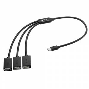 GCR Переходник USB Hub Type-C гибкий 1.2m разветвитель на 3 USB порта, СМ / 3 х AF, черный, GCR-55311 Greenconnect GCR-55311