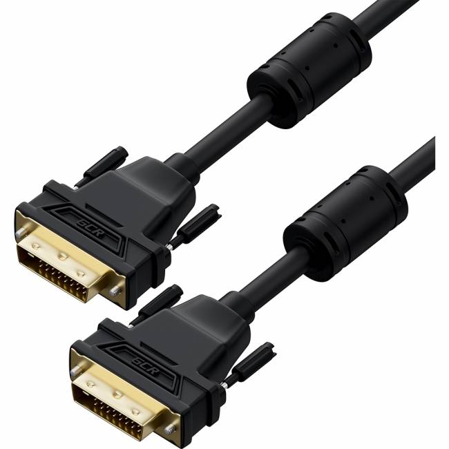 GCR Кабель PROF 7.0m DVI-D, черный, GOLD, ферритовые кольца, OD 8.5mm, 28 AWG, DVI/DVI, 25M/25M, двойной экран, GCR-DM2DMC2-7.0m Greenconnect GCR-DM2DMC2-7.0m, 7 м — для бизнеса и офиса