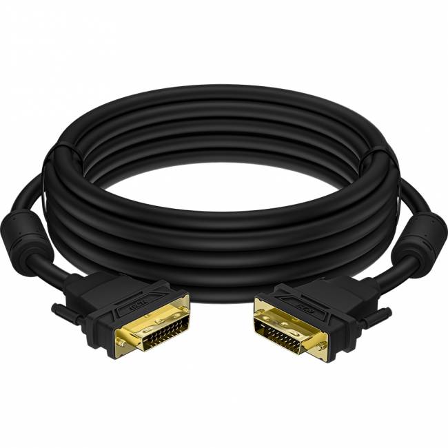 GCR Кабель PROF 7.0m DVI-D, черный, GOLD, ферритовые кольца, OD 8.5mm, 28 AWG, DVI/DVI, 25M/25M, двойной экран, GCR-DM2DMC2-7.0m Greenconnect GCR-DM2DMC2-7.0m, 7 м — для бизнеса и офиса