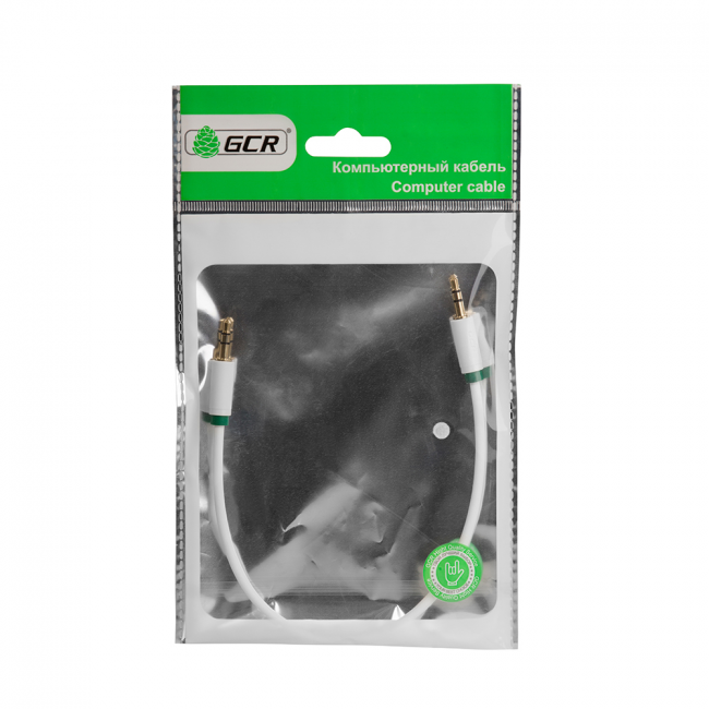 Greenconnect Кабель аудио 1.5m jack 3,5mm/jack 3,5mm белый, зеленая окантовка, ультрагибкий, 28 AWG, M/M, Premium GCR-AVC1662-1.5m, экран, стерео Greenconnect 1.5m jack 3.5mm/jack 3.5mm белый — для бизнеса и офиса