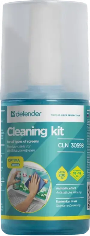 Defender Очищающий комплекс для экранов CLN 30598 Optima 200мл+микрофибра Defender 30598