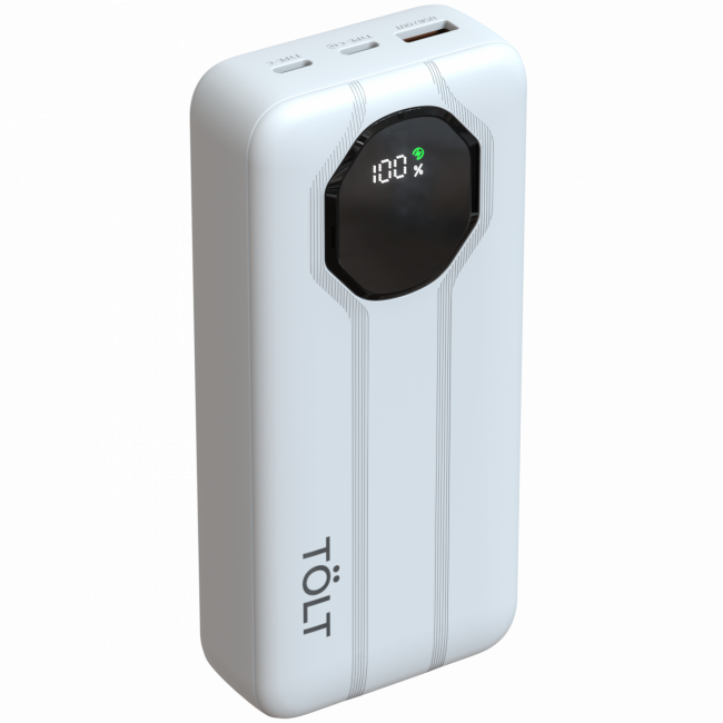 Портативный аккумулятор TOLT Lit KP226 White, 20000mAh, 22,5W, fast charging and PD, white, CCC TÖLT KP226 White — для бизнеса и офиса Портативный аккумулятор TOLT Lit KP226 White, 20000mAh, 22,5W, fast charging and PD, white, CCC TÖLT KP226 White — для бизнеса и офиса