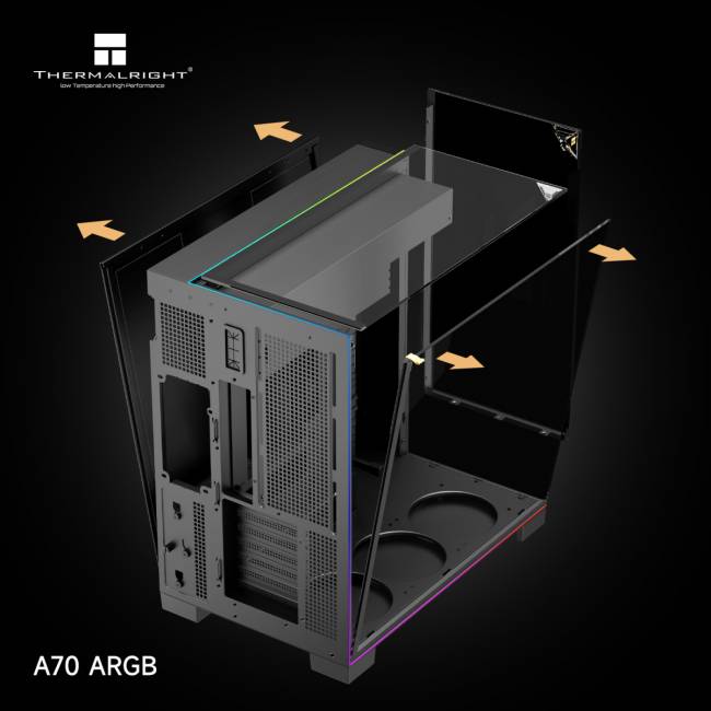 Корпус без блока питания Thermalright A70 FAN5-C Black (TR-A70 Black FAN5-C) — для бизнеса и офиса Корпус без блока питания Thermalright A70 FAN5-C Black (TR-A70 Black FAN5-C) — для бизнеса и офиса