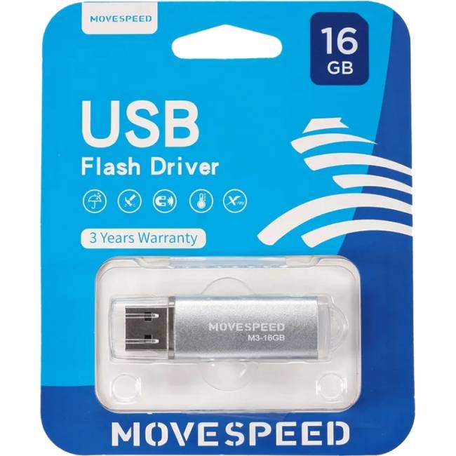USB2.0 16GB Move Speed M3 серебро Move Speed 16GB M3 (M3-16G) — для бизнеса и офиса USB2.0 16GB Move Speed M3 серебро Move Speed 16GB M3 (M3-16G) — для бизнеса и офиса
