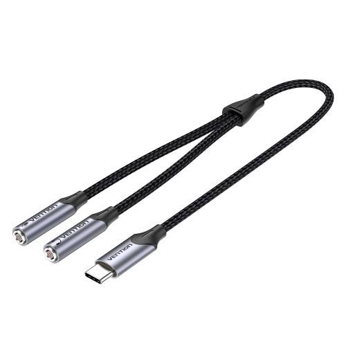 Переходник-разветвитель Vention гибкий USB-C M/Jack 3.5 mm F x 2 (Аудио+Микрофон) - 0.3м Vention BGPHY — для бизнеса и офиса