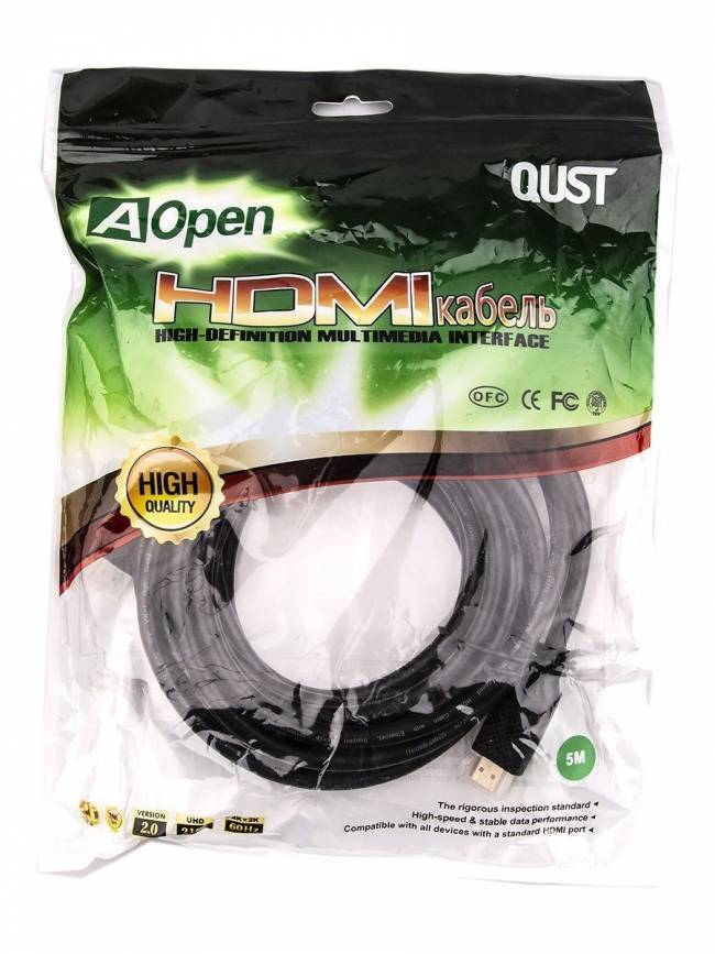 Кабель HDMI 19M/M ver 2.0, 5М,2 фильтра, Aopen/Qust <ACG517D-5M> VCOM HDMI (m) - HDMI (m) 5м — для бизнеса и офиса
