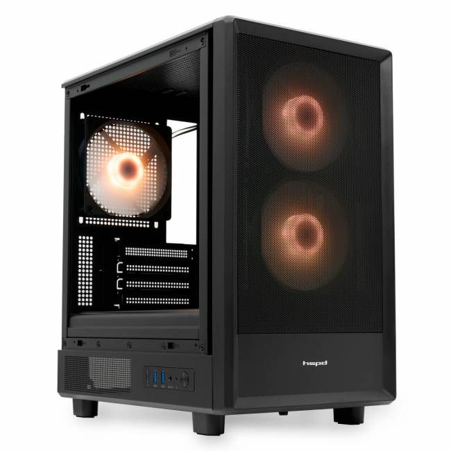 Корпус без блока питания HSPD M310-TGBK-ARGB — для бизнеса и офиса Корпус без блока питания HSPD M310-TGBK-ARGB — для бизнеса и офиса