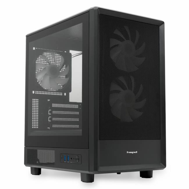 Корпус без блока питания HSPD M310-TGBK-ARGB — для бизнеса и офиса Корпус без блока питания HSPD M310-TGBK-ARGB — для бизнеса и офиса