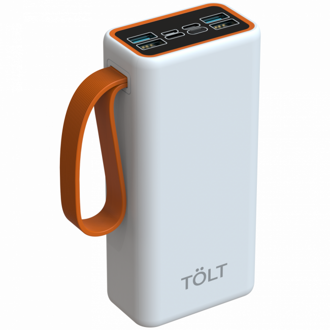 Портативный аккумулятор TOLT Lit KP303 White, 30000mAh, 22,5W, fast charging and PD, white, CCC TÖLT KP303 White — для бизнеса и офиса Портативный аккумулятор TOLT Lit KP303 White, 30000mAh, 22,5W, fast charging and PD, white, CCC TÖLT KP303 White — для бизнеса и офиса