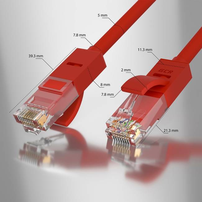 GCR Патч-корд прямой 25.0m UTP кат.5e, красный, позолоченные контакты, 24 AWG, литой, GCR-50838, ethernet high speed 1 Гбит/с, RJ45, T568B Greenconnect RJ45(m) - RJ45(m) Cat.5e UTP 25м красный — для бизнеса и офиса GCR Патч-корд прямой 25.0m UTP кат.5e, красный, позолоченные контакты, 24 AWG, литой, GCR-50838, ethernet high speed 1 Гбит/с, RJ45, T568B Greenconnect RJ45(m) - RJ45(m) Cat.5e UTP 25м красный — для бизнеса и офиса