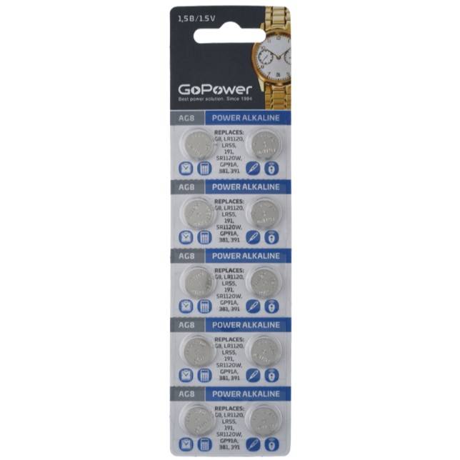 Э\п GoPower AG8 LR1120 391 Alkaline 1.5V BL10 — для бизнеса и офиса Э\п GoPower AG8 LR1120 391 Alkaline 1.5V BL10 — для бизнеса и офиса