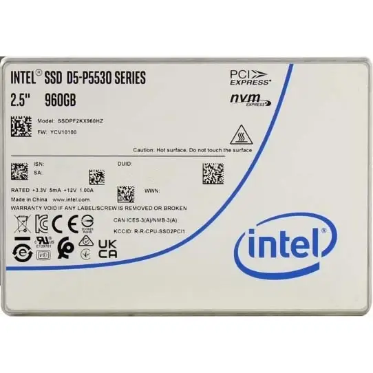 Твердотельный накопитель Intel D5-P5530 Series SSDPF2KX960HZN1 — для бизнеса и офиса Твердотельный накопитель Intel D5-P5530 Series SSDPF2KX960HZN1 — для бизнеса и офиса