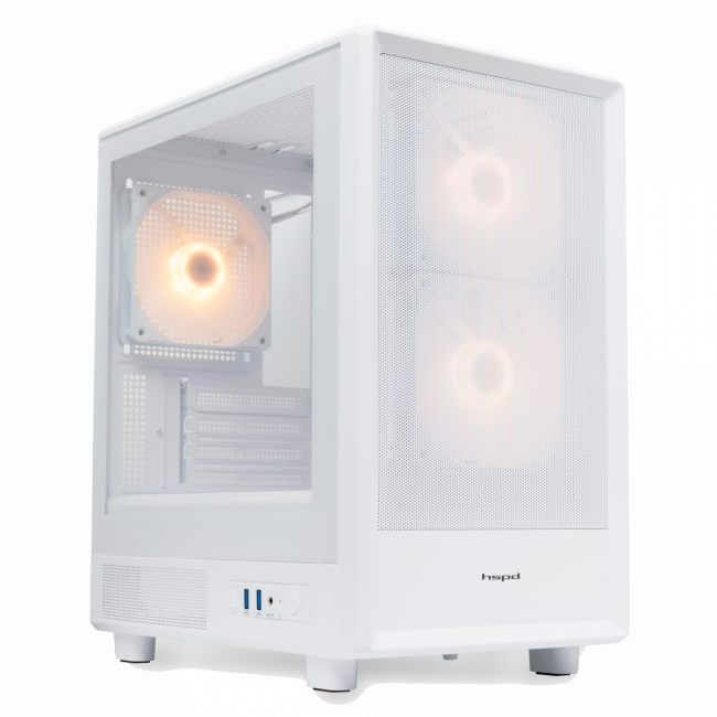 Корпус без блока питания HSPD M310-TGWH-ARGB — для бизнеса и офиса Корпус без блока питания HSPD M310-TGWH-ARGB — для бизнеса и офиса