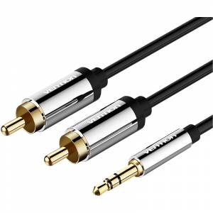 Кабель Vention аудио Jack 3,5 mm M/2RCA M - 1,5м Черный Кабель Vention 2RCA(m)/mini jack 3.5 mm(m) - 1.5 м (P550AC150-S)