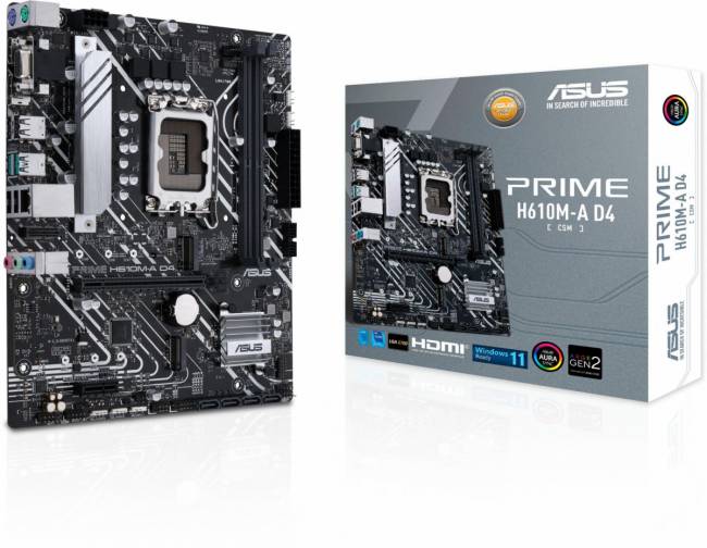 Материнская плата ASUS PRIME H610M-A D4-CSM — для бизнеса и офиса Материнская плата ASUS PRIME H610M-A D4-CSM — для бизнеса и офиса