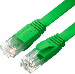 GCR Патч-корд PROF плоский прямой 5.0m, UTP медь кат.6, зеленый, 30 AWG, ethernet high speed 10 Гбит/с, RJ45, T568B, GCR-52843 Greenconnect RJ45(m) - RJ45(m) Cat. 7 U/UTP PVC 5м