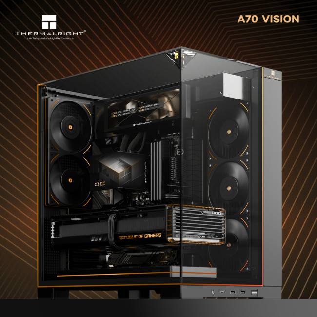 Корпус без блока питания Thermalright TR-A70 Vision Black FAN5-C (TR-A70 Vision Black FAN5-C) — для бизнеса и офиса Корпус без блока питания Thermalright TR-A70 Vision Black FAN5-C (TR-A70 Vision Black FAN5-C) — для бизнеса и офиса