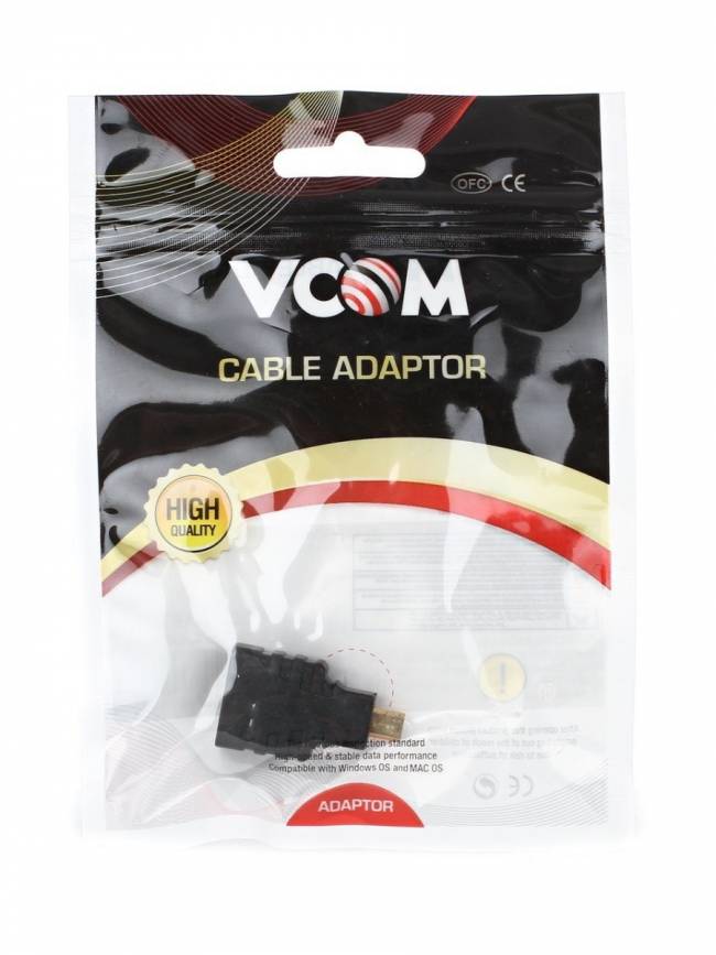 Переходник HDMI-19F <--> Micro-HDMI-19M, VCOM <CA325> VCOM HDMI (f) - micro-HDMI (m) — для бизнеса и офиса Переходник HDMI-19F <--> Micro-HDMI-19M, VCOM <CA325> VCOM HDMI (f) - micro-HDMI (m) — для бизнеса и офиса