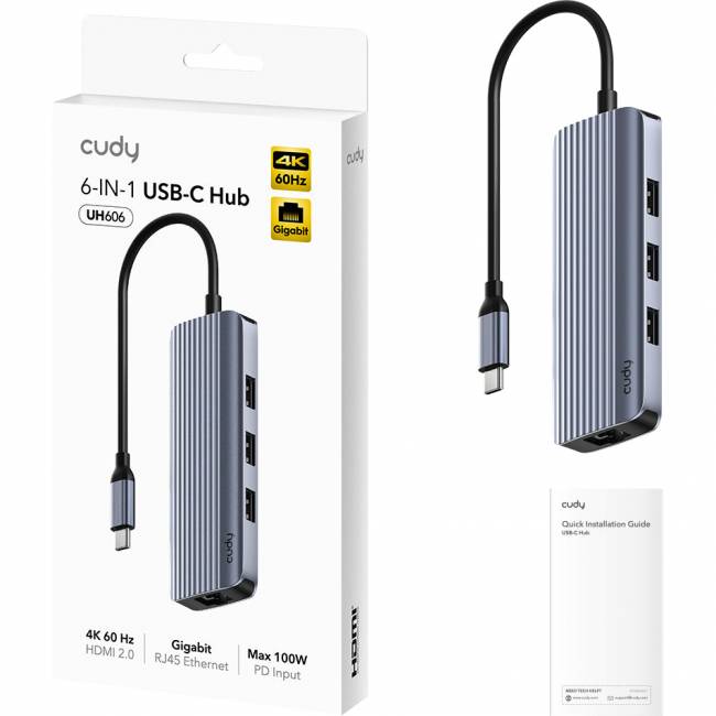 Концентратор USB Cudy UH606 — для бизнеса и офиса Концентратор USB Cudy UH606 — для бизнеса и офиса