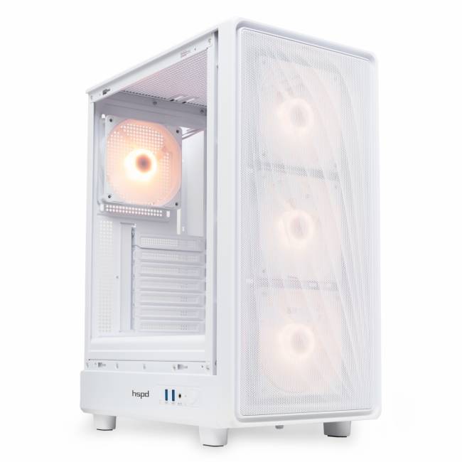 Корпус без блока питания HSPD M510-TGWH-ARGB — для бизнеса и офиса Корпус без блока питания HSPD M510-TGWH-ARGB — для бизнеса и офиса
