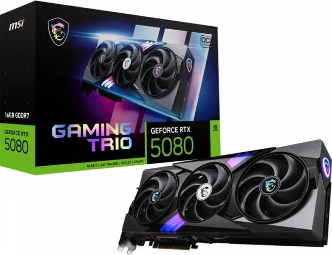 Видеокарта MSI RTX 5080 16G GAMING TRIO OC — для бизнеса и офиса Видеокарта MSI RTX 5080 16G GAMING TRIO OC — для бизнеса и офиса