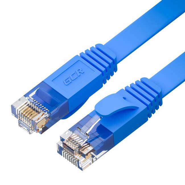 GCR Патч-корд PROF плоский прямой 15.0m, UTP медь кат.6, синий, 30 AWG, ethernet high speed 10 Гбит/с, RJ45, T568B, GCR-52856 Greenconnect GCR-52856 — для бизнеса и офиса