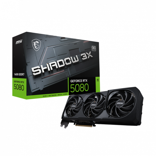 Видеокарта MSI GeForce RTX 5080 16G SHADOW 3X OC — для бизнеса и офиса Видеокарта MSI GeForce RTX 5080 16G SHADOW 3X OC — для бизнеса и офиса
