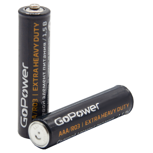 Батарейка GoPower R03 AAA BL4 Heavy Duty 1.5V (4/48/576) блистер (4 шт.) Батарейка GoPower R03 AAA (00-00015595) — для бизнеса и офиса Батарейка GoPower R03 AAA BL4 Heavy Duty 1.5V (4/48/576) блистер (4 шт.) Батарейка GoPower R03 AAA (00-00015595) — для бизнеса и офиса