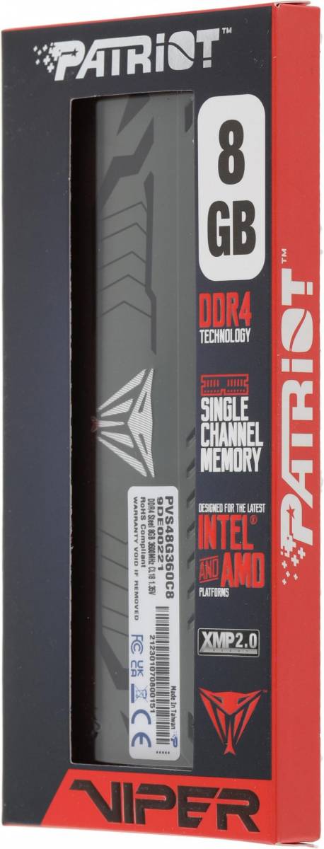 Память DDR4 8Gb 3600MHz Patriot PVS48G360C8 — для бизнеса и офиса Память DDR4 8Gb 3600MHz Patriot PVS48G360C8 — для бизнеса и офиса