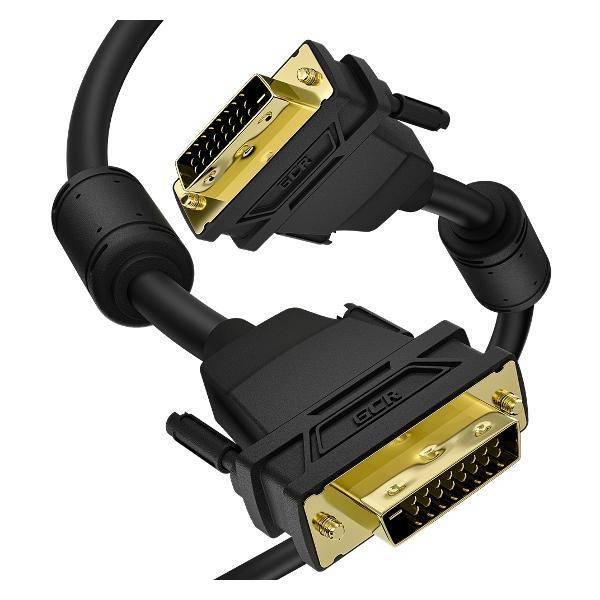 GCR Кабель PROF 5.0m DVI-D, черный, GOLD, ферритовые кольца, OD 8.5mm, 28 AWG, DVI/DVI, 25M/25M, двойной экран Greenconnect GCR-54235 — для бизнеса и офиса GCR Кабель PROF 5.0m DVI-D, черный, GOLD, ферритовые кольца, OD 8.5mm, 28 AWG, DVI/DVI, 25M/25M, двойной экран Greenconnect GCR-54235 — для бизнеса и офиса