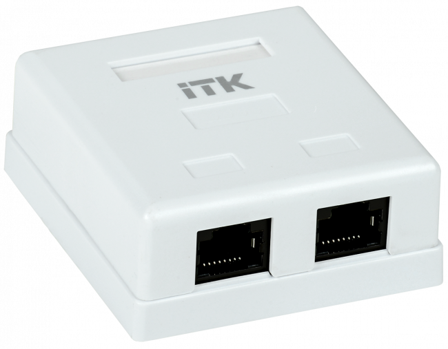 Настенная информационная розетка RJ45 8P8C, кат.5Е UTP, 2-порта, белая ITK CS2-1C5EU-22 — для бизнеса и офиса Настенная информационная розетка RJ45 8P8C, кат.5Е UTP, 2-порта, белая ITK CS2-1C5EU-22 — для бизнеса и офиса