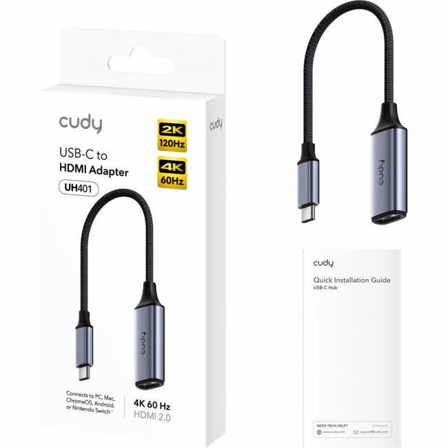 Адаптер USB-C — HDMI Cudy UH401 — для бизнеса и офиса Адаптер USB-C — HDMI Cudy UH401 — для бизнеса и офиса
