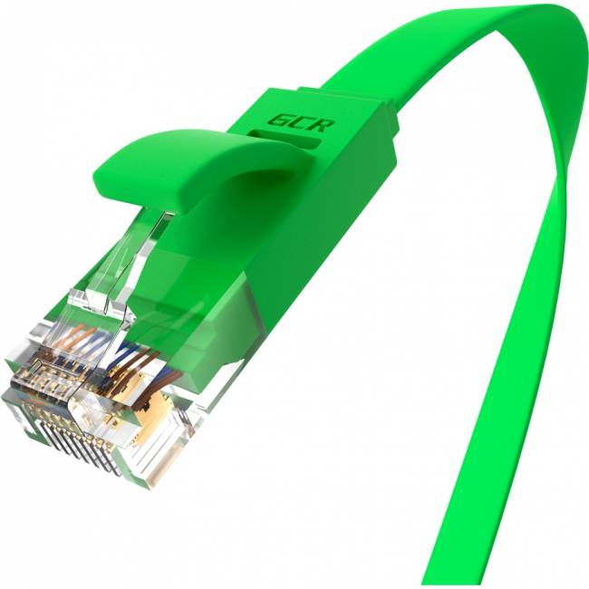 GCR Патч-корд PROF плоский прямой 7.5m, UTP медь кат.6, зеленый, 30 AWG, GCR-LNC625-7.5m, ethernet high speed 10 Гбит/с, RJ45, T568B Greenconnect GCR-LNC625-7.5m — для бизнеса и офиса