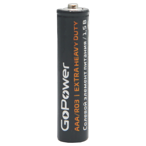 Батарейка GoPower R03 AAA Shrink 4 Heavy Duty 1.5V (4/60/1200) (60 шт.) Батарейка GoPower R03 AAA (00-00015593) — для бизнеса и офиса Батарейка GoPower R03 AAA Shrink 4 Heavy Duty 1.5V (4/60/1200) (60 шт.) Батарейка GoPower R03 AAA (00-00015593) — для бизнеса и офиса