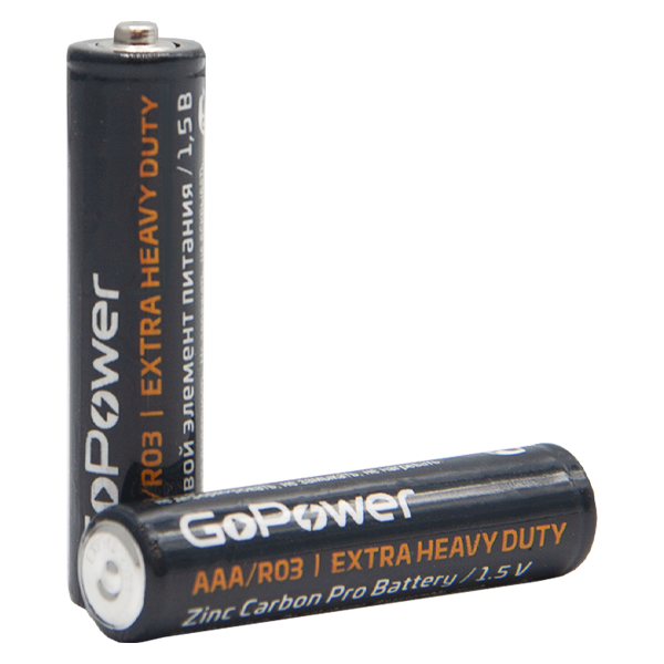 Батарейка GoPower R03 AAA Shrink 4 Heavy Duty 1.5V (4/60/1200) (60 шт.) Батарейка GoPower R03 AAA (00-00015593) — для бизнеса и офиса Батарейка GoPower R03 AAA Shrink 4 Heavy Duty 1.5V (4/60/1200) (60 шт.) Батарейка GoPower R03 AAA (00-00015593) — для бизнеса и офиса