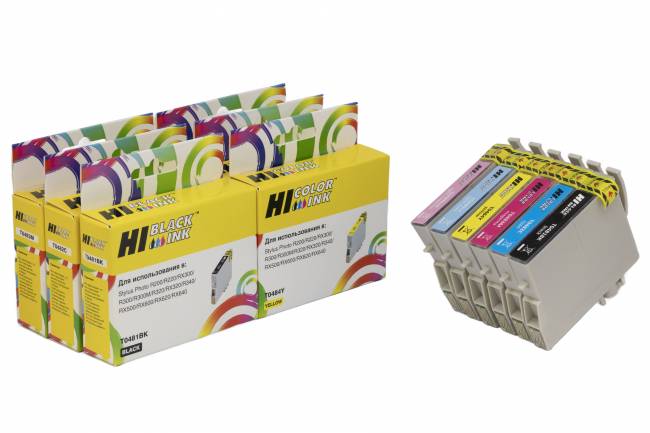 Комплект струйных картриджей Hi-Black HB-T0487 (T0481-T0486) для Epson Stylus Photo R200 — для бизнеса и офиса Комплект струйных картриджей Hi-Black HB-T0487 (T0481-T0486) для Epson Stylus Photo R200 — для бизнеса и офиса