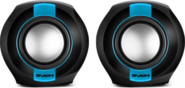SVEN 150, чёрный-синий, USB, акустическая система 2.0, мощность 2x2,5 Вт(RMS) SVEN 150 — для бизнеса и офиса SVEN 150, чёрный-синий, USB, акустическая система 2.0, мощность 2x2,5 Вт(RMS) SVEN 150 — для бизнеса и офиса
