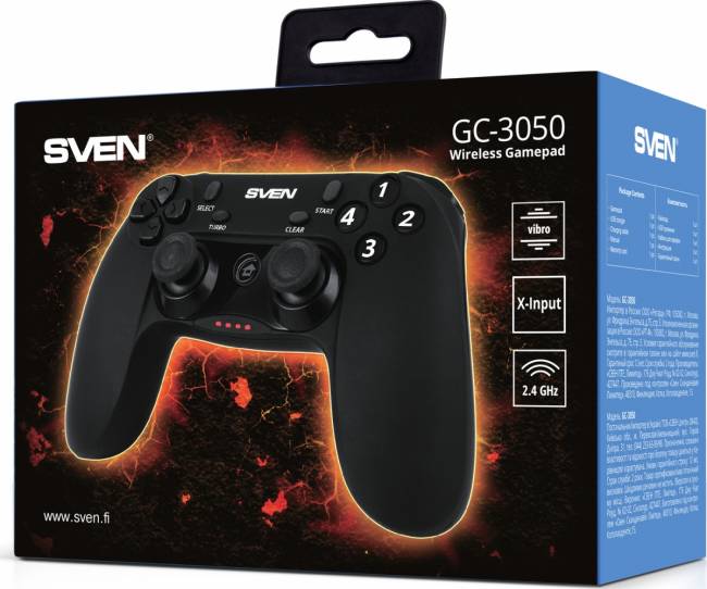 Беспроводной геймпад SVEN GC-3050 (13 кл. 2 мини-джойстика, D-pad, Soft Touch, PC/PS3/Xinput) Sven GC-3050 — для бизнеса и офиса